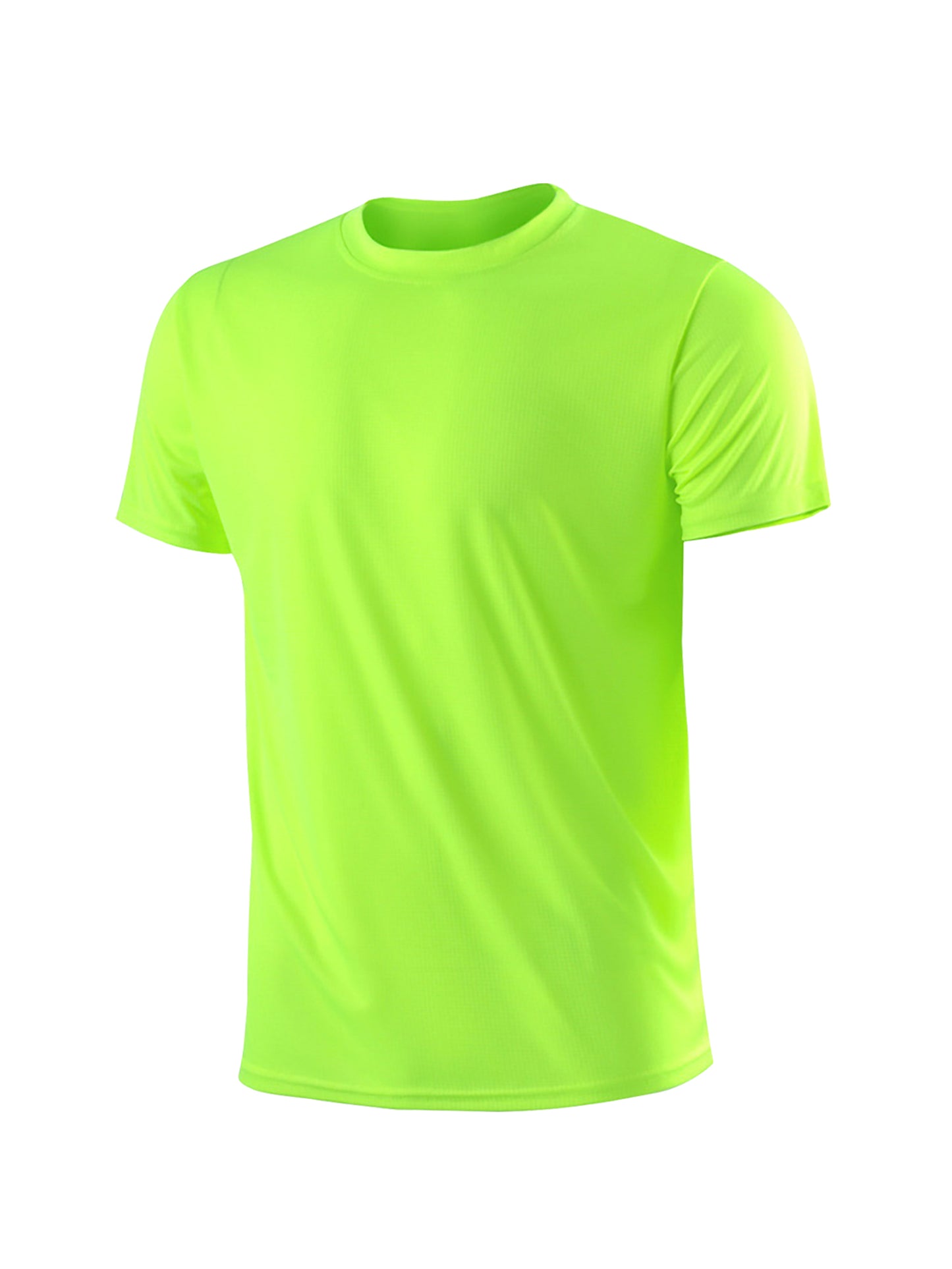 Men's Quick-Dry Athletic T-Shirt - Neon Green Workout Shirt, Lightweight Moisture-Wicking Gym Tee for Running, Training, Boxing, Cycling - Breathable Athletic Top with Round Neck, Gym Shirt, Sports Apparel, Sleek Design, Elas