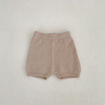 2pcs Baby Infant Girls Casual Plain Color Knit Tank Top & Shorts Set Clothes