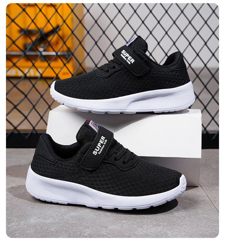 Boys Casual Mesh Breathable Sneakers, Lightweight Platform Low Top Lace-up Durable Shoes For Spring Outdoor