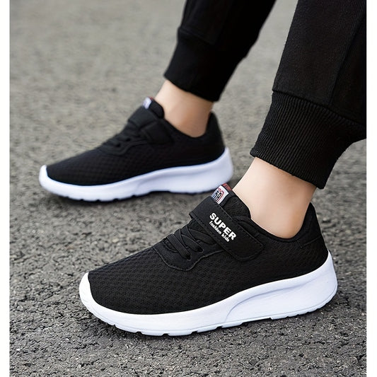 Boys Casual Mesh Breathable Sneakers, Lightweight Platform Low Top Lace-up Durable Shoes For Spring Outdoor