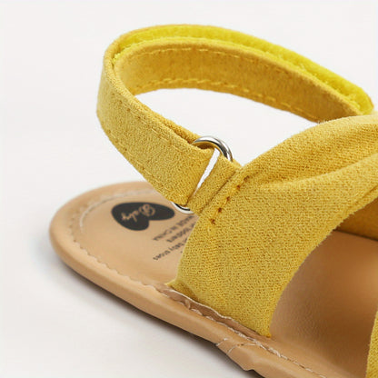 Baby Girls Hook And Loop Sandals, Lightweight Non-Slip Comfy Walking Shoes For Newborn Infant, Summer