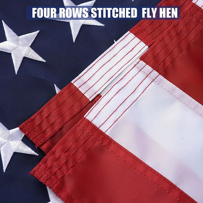 1pc American Flag 3x5 Ft TearProof For Outside, Build To Long Lasting, Fade Resistant Spun Polyester, High Wind US Outdoor Flags Embroidered Stars, Sewn Stripes, Brass Grommet