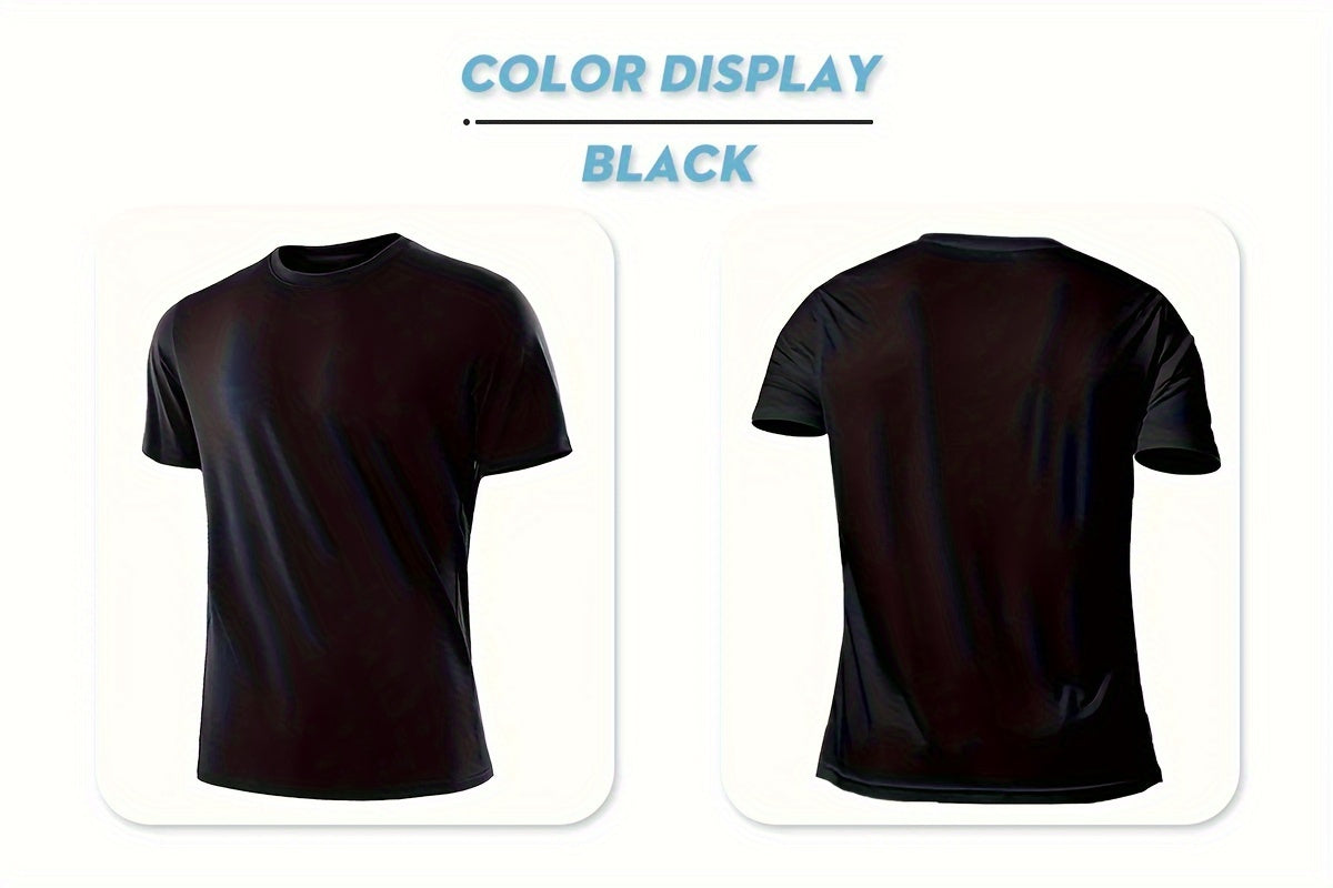 5pcs Mens Shirts Solid Color Simple Summer T-shirt Outdoor Breathable Quick Drying Clothes Running Fitness Sportswear