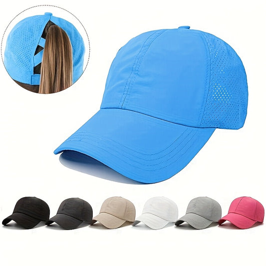 [1X Summer Cap] 1X Quick-Dry Summer Baseball Cap | Men's Ponytail Sun Protection Hat, Women's Sports Cap, Camping Hat