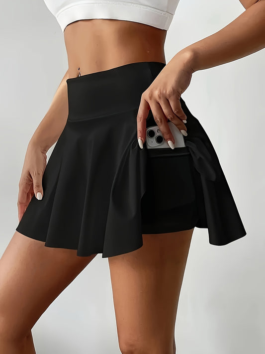 Women's Athletic Skort With Phone Pocket, Pleated Hem Athletic Skirt Shorts - Quick-Dry, Stretch Fabric - For Tennis, Golf, Yoga, Dance, Casual Sportswear - For Active Women - Perfect for Outdoor Activities