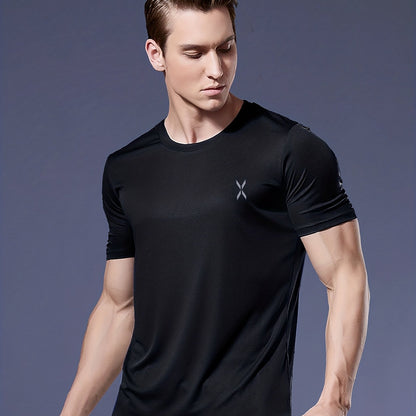 Men's Quick-Dry Athletic T-Shirt - Neon Green Workout Shirt, Lightweight Moisture-Wicking Gym Tee for Running, Training, Boxing, Cycling - Breathable Athletic Top with Round Neck, Gym Shirt, Sports Apparel, Sleek Design, Elas