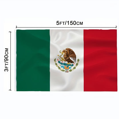 1pc Flags Mexican Flag Vivid Colors And Fade Resistant Double Stitching With Brass Grommet, 3x5 Feet