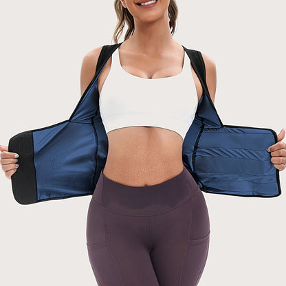 Sports Women's Sweat-Sweat Sauna Suit, Waist-Cinching Shapewear with Fixed Bra for Sagging Prevention, Slimming Running Sportswear, Easy Stick-On Design, Tummy Control Yoga Outfit, Sexy Fitness Jacket, Body Sculpting Underwea