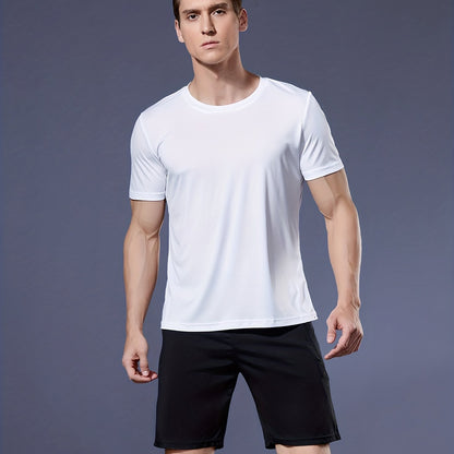 Men's Quick-Dry Athletic T-Shirt - Neon Green Workout Shirt, Lightweight Moisture-Wicking Gym Tee for Running, Training, Boxing, Cycling - Breathable Athletic Top with Round Neck, Gym Shirt, Sports Apparel, Sleek Design, Elas