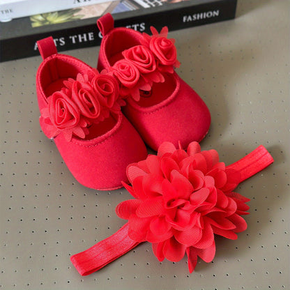 Baby Girls Flower Comfy Non-Slip Crib Shoes For First Walkers Newborn Infant, Spring And Summer