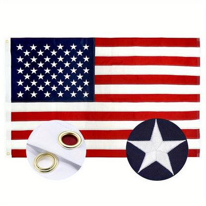 1pc American Flag 3x5 Ft TearProof For Outside, Build To Long Lasting, Fade Resistant Spun Polyester, High Wind US Outdoor Flags Embroidered Stars, Sewn Stripes, Brass Grommet