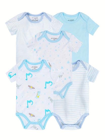 Baby Boy Round Neck Graphic Short Sleeve Onesie Romper Jumpsuit, Cotton  Baby Summer Outdoor Clothes