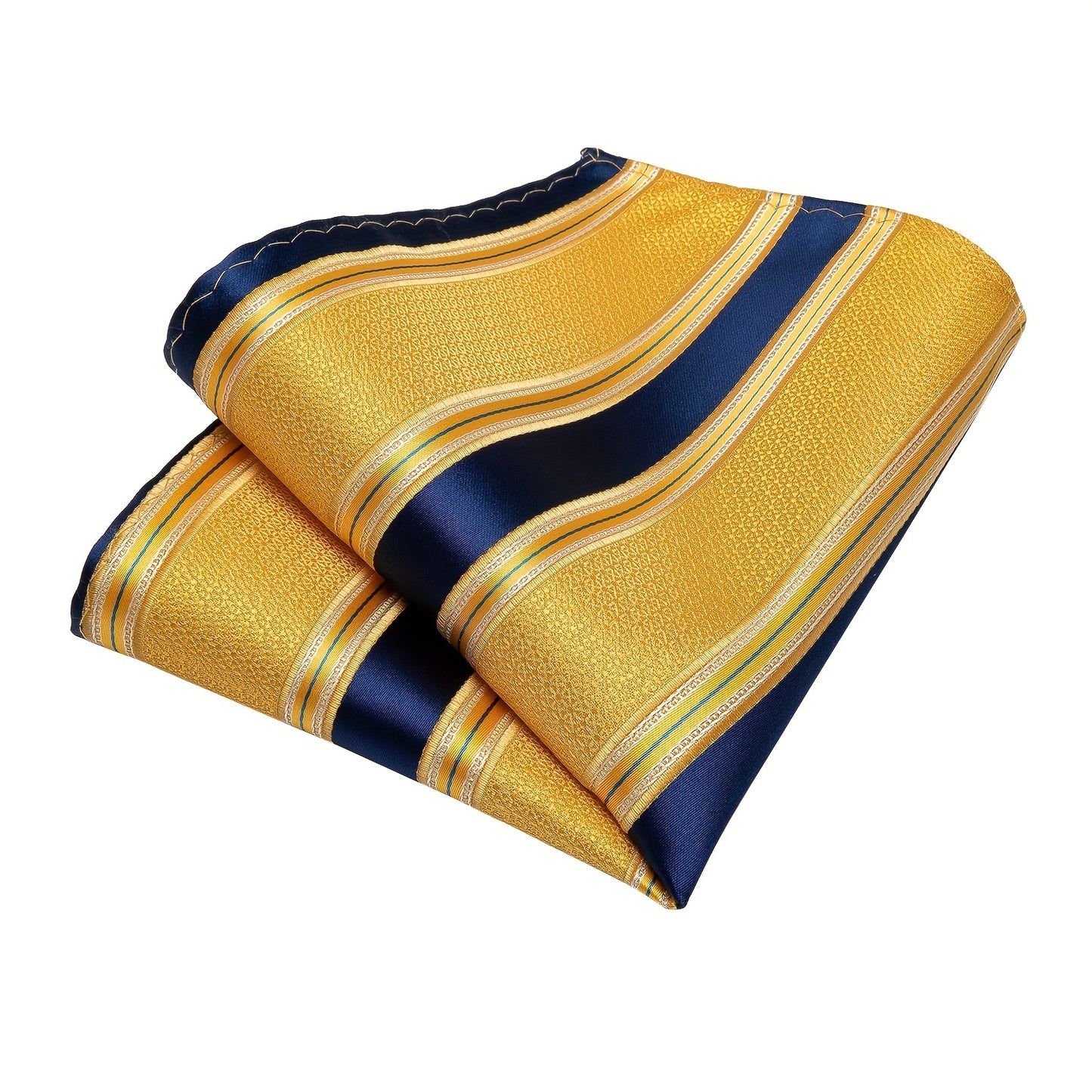Classic Striped Tie Set For Men Blue Yellow Ties Trendy Woven Necktie Hanky Cufflinks Set Business Tie, Ideal choice for Gifts