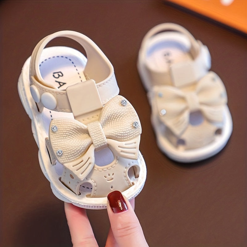 Girls Bow Tie Sandals With Buckle Belt, Summer Baby Toddler Shoes Princess Shoes Soft Bottom Infant 0-3 Years Old Little Kids Kindergarten Shoes With Assorted Colors