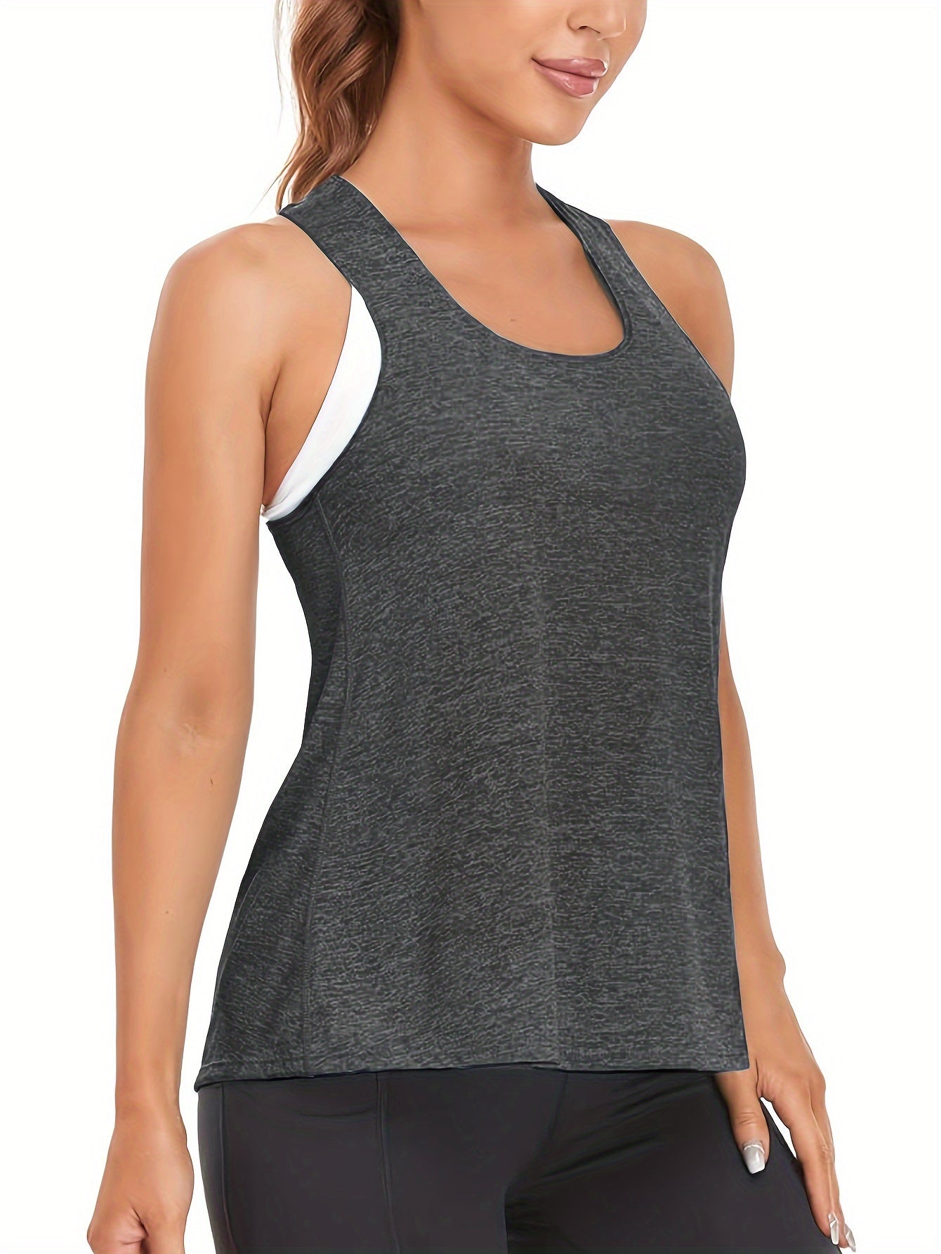 4pcs Women's Quick-Dry Workout Tank Tops - Sleeveless Racerback Yoga Tops with Medium Stretch, Round Neck Activewear for Gym, Training & Casual Wear, 4 Solid Colors (Pink/Black/Dark Grey/Light Teal), Workout Clothes, Gym Appa