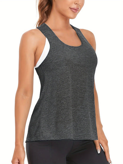 4pcs Women's Quick-Dry Workout Tank Tops - Sleeveless Racerback Yoga Tops with Medium Stretch, Round Neck Activewear for Gym, Training & Casual Wear, 4 Solid Colors (Pink/Black/Dark Grey/Light Teal), Workout Clothes, Gym Appa