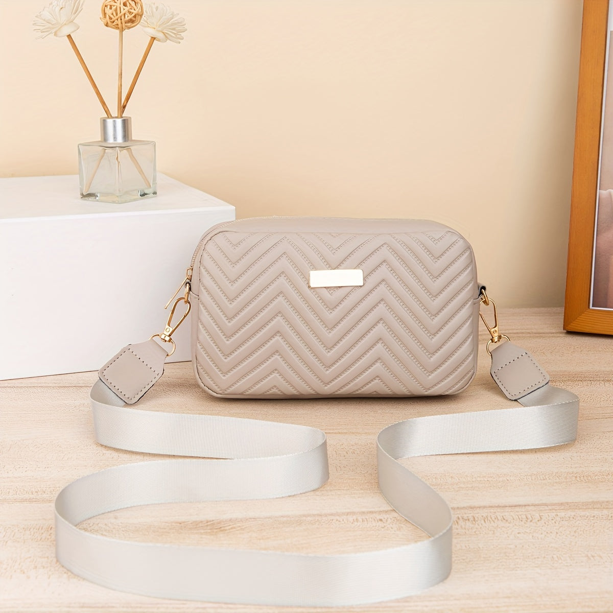 Mini Fashion Quilted Crossbody Bag, Trendy PU Shoulder Bag, Women's Casual Handbag & Phone Purse