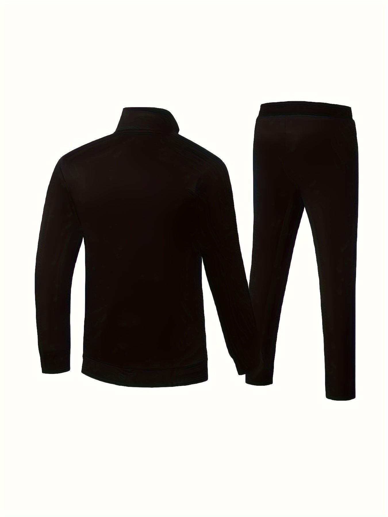 2pcs Embroidered Stand Collar Zip Up Jacket & Elastic Waist Drawstring Pants - Men's Sportswear Set for Outdoor Activities