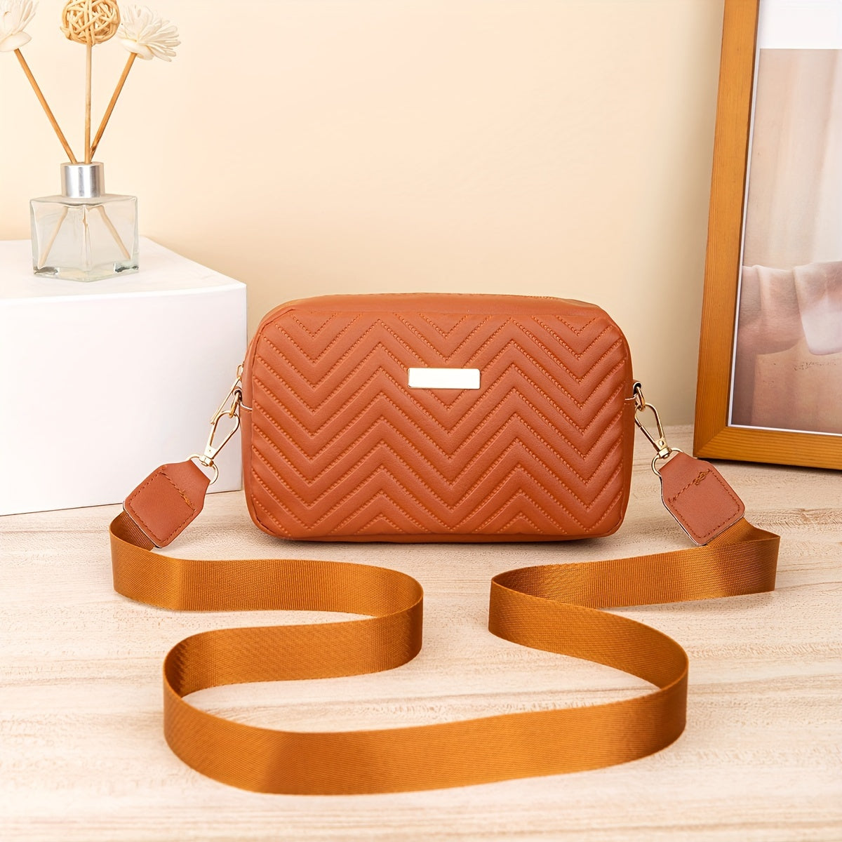 Mini Fashion Quilted Crossbody Bag, Trendy PU Shoulder Bag, Women's Casual Handbag & Phone Purse