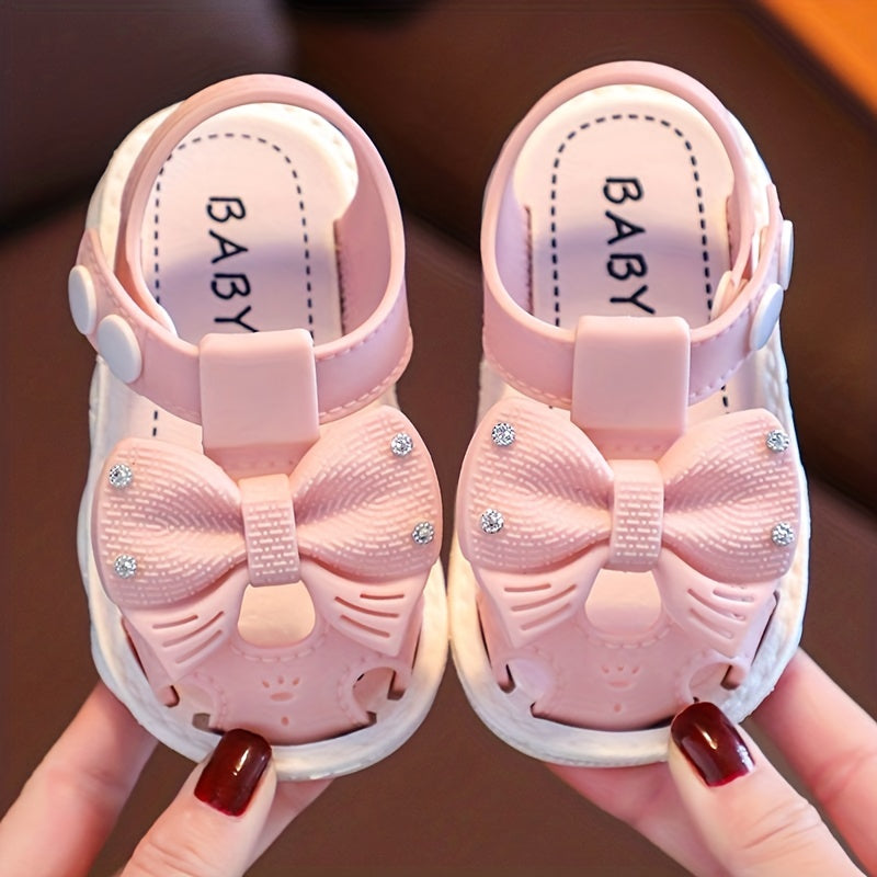 Girls Bow Tie Sandals With Buckle Belt, Summer Baby Toddler Shoes Princess Shoes Soft Bottom Infant 0-3 Years Old Little Kids Kindergarten Shoes With Assorted Colors