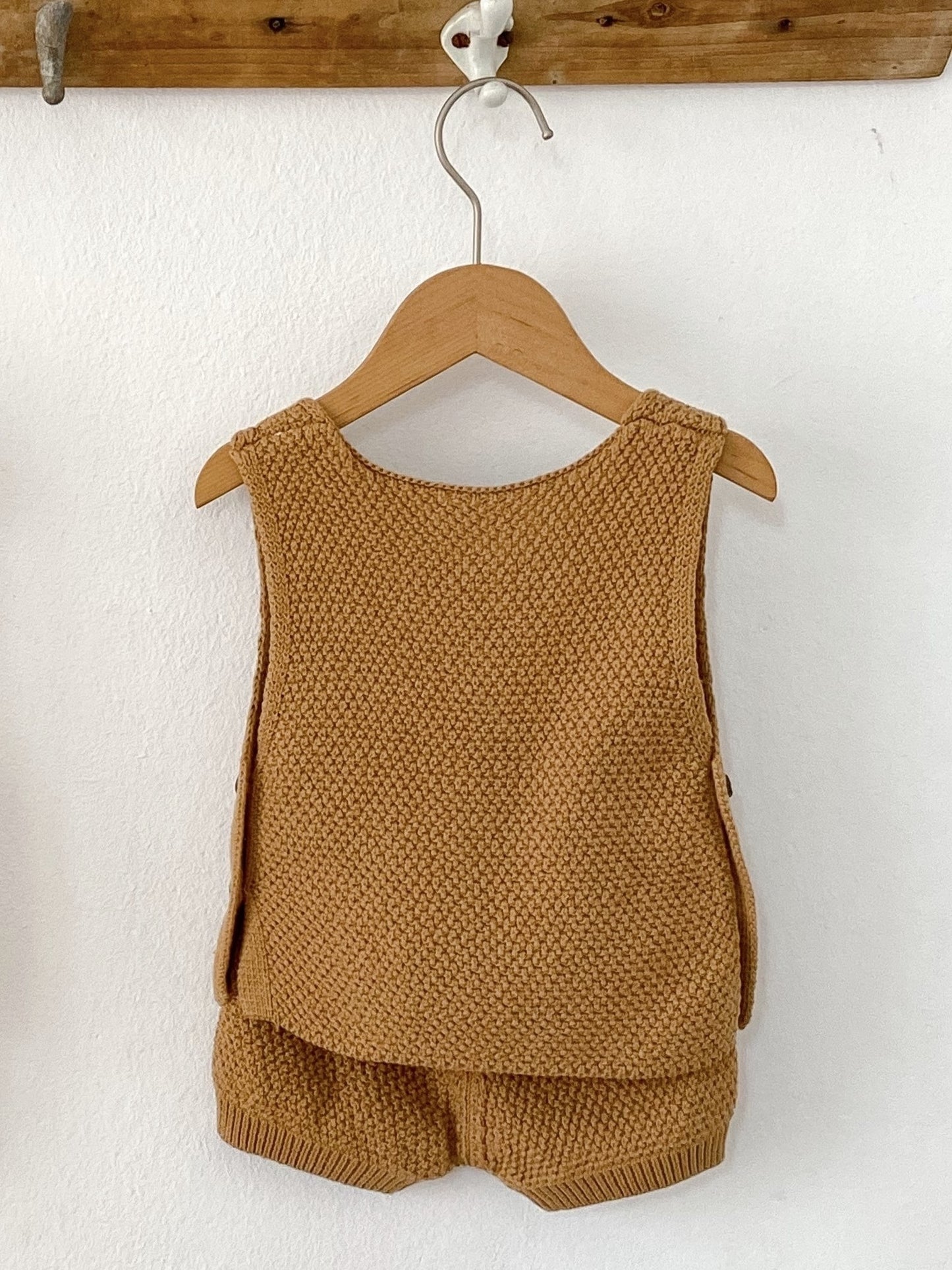 2pcs Baby Infant Girls Casual Plain Color Knit Tank Top & Shorts Set Clothes