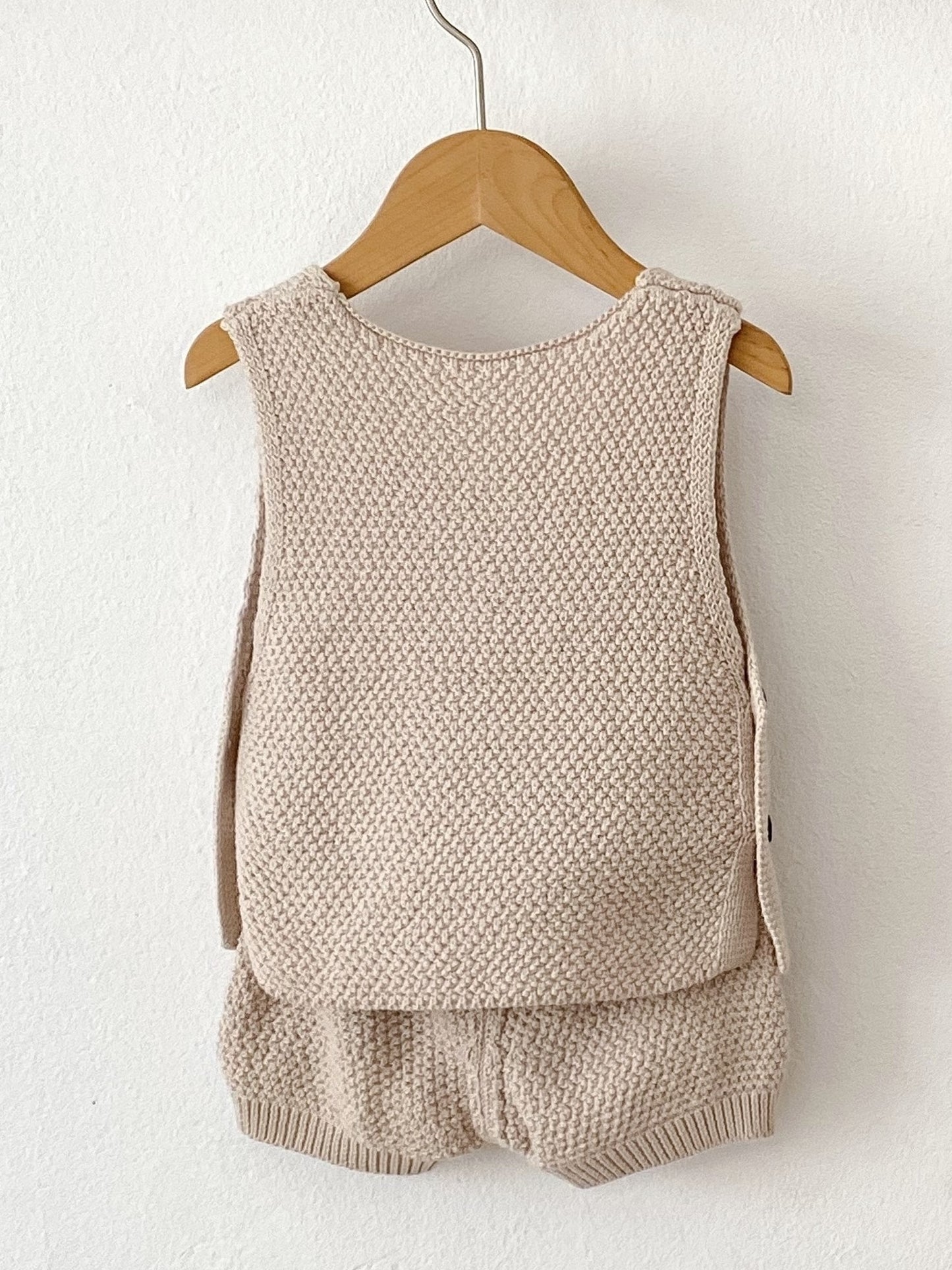 2pcs Baby Infant Girls Casual Plain Color Knit Tank Top & Shorts Set Clothes