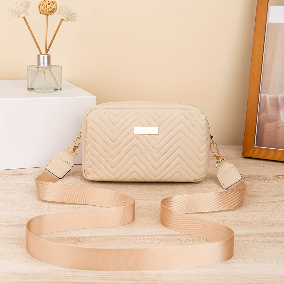 Mini Fashion Quilted Crossbody Bag, Trendy PU Shoulder Bag, Women's Casual Handbag & Phone Purse