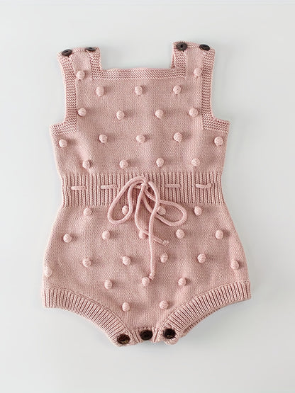 Adorable Hand-Knitted Newborn Baby Romper - Soft 100% Cotton, Pompom Details, Breathable, Comfortable, One-Piece Jumpsuit Overalls for Baby Boys and Girls, 2022 Latest Design