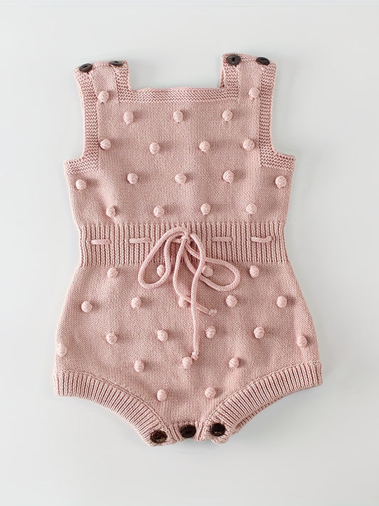 Adorable Hand-Knitted Newborn Baby Romper - Soft 100% Cotton, Pompom Details, Breathable, Comfortable, One-Piece Jumpsuit Overalls for Baby Boys and Girls, 2022 Latest Design