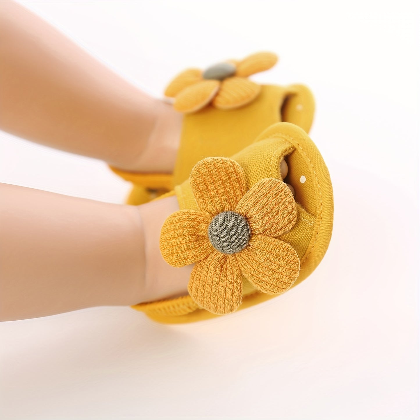 Baby Girls Flower Hook And Loop Sandals, Lightweight Non-Slip Comfy Walking Shoes For Newborn Infant, Summer