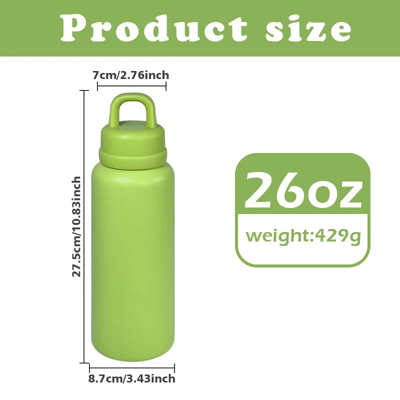 26oz Double-Walled Stainless Steel Tumbler US Warehouse Leak-Proof One-Touch Opening for Outdoor Camping Thermal Water Bottle