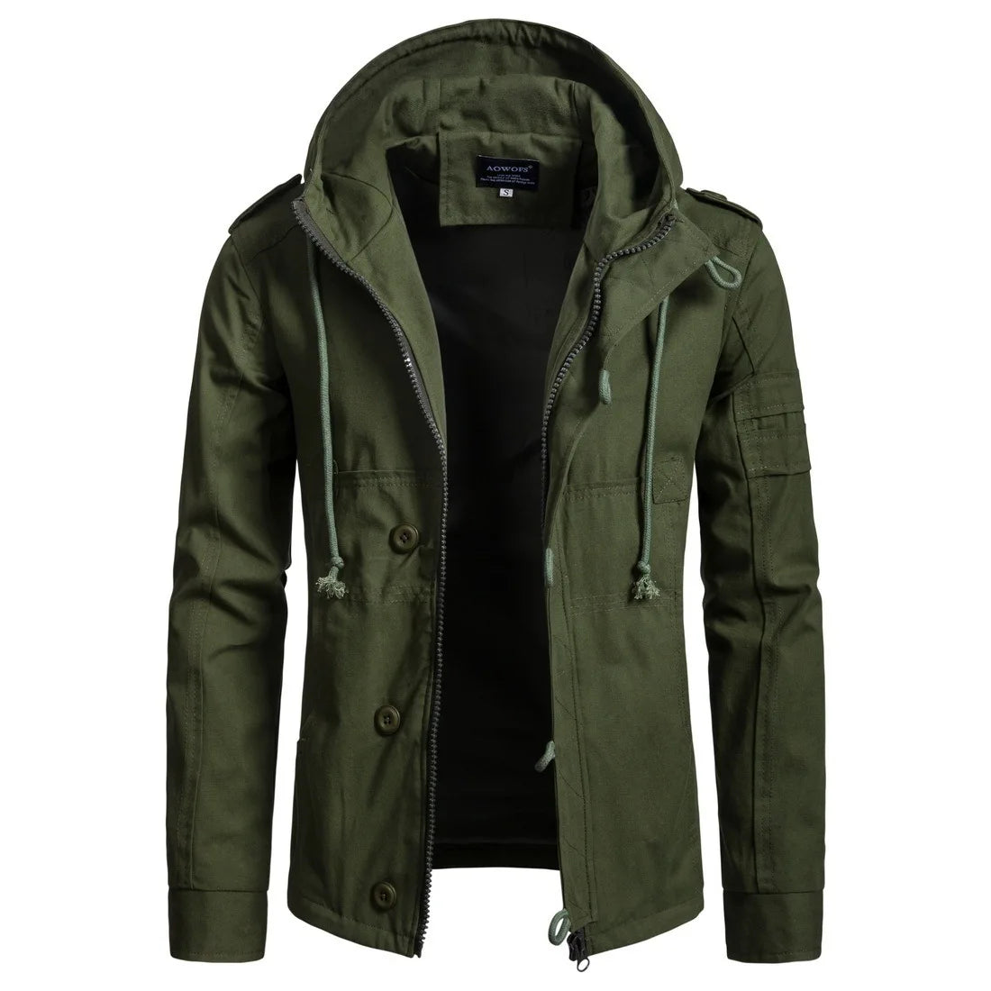New Designer Winter Men Coat Green Warm Cotton Padded Hooded Down Coat Custom Casual Jacket Loose Outwear