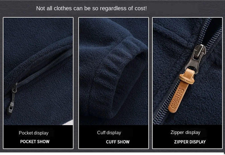 Men's clothing Coat Men Thicken Warm Army Fleece Jacket Patchwork Multi Pockets Polartec Men's Jacket and Coats windbreaker men