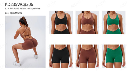 Two-Piece Double-Sided Brushed Sportswear Set Breathable Yoga Wear for Outdoor Running & Exercise Solid Pattern Fitness Apparel