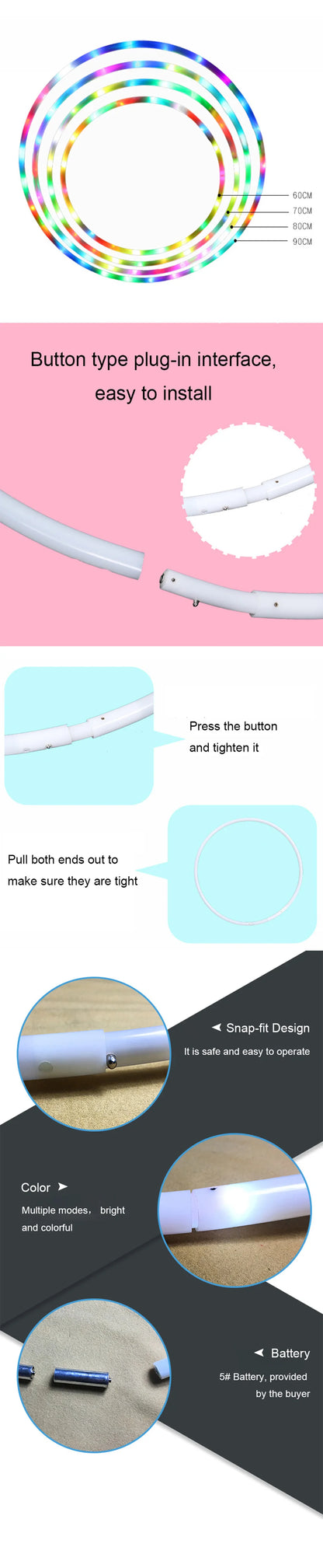 Led Hoops Sports Hoop With LED Light Gymnastic Hoop Colorful Art Show Fitness Hoop Women Loose Weight Home Gym Fitness Equipment