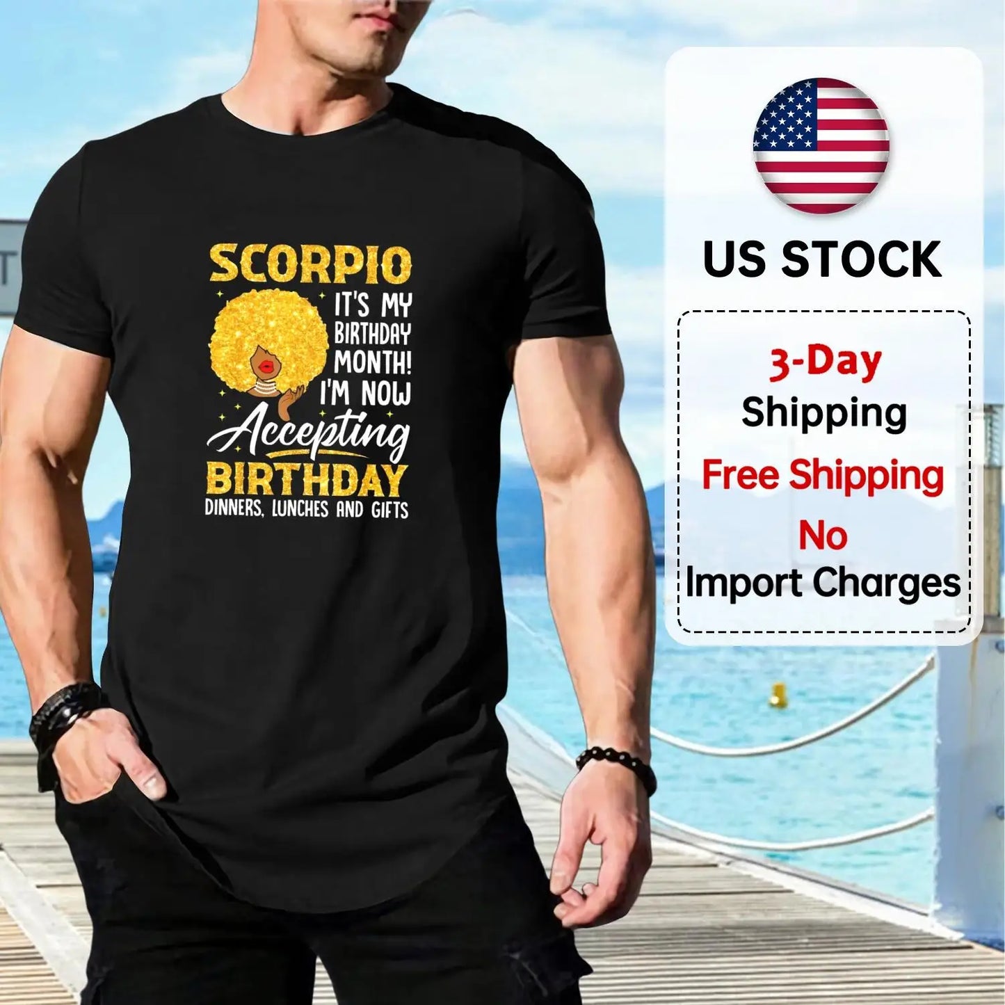Men's Scorpio Birthday T-Shirt, Short Sleeve Zodiac Tee, Cool Birthday Outfit for Men & Women