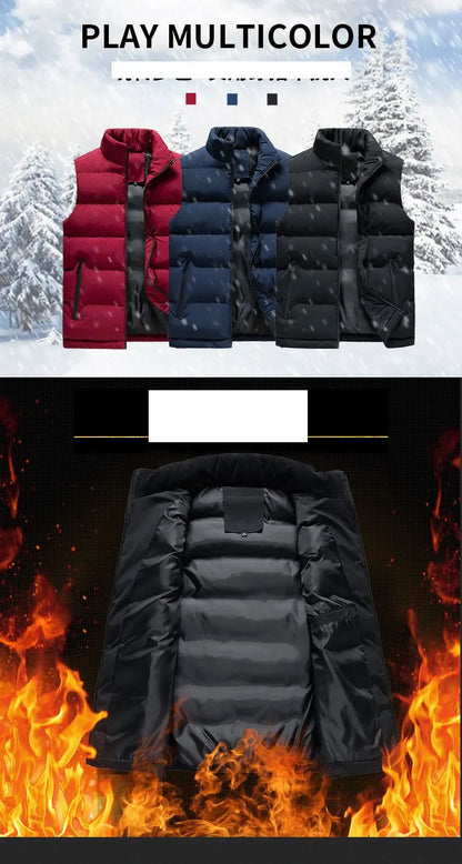 Men spring and fall Jacket Winter Men Vest For Down Cotton Sleeveless Jacket Waistcoat Man Big Size Warm Mens Coat