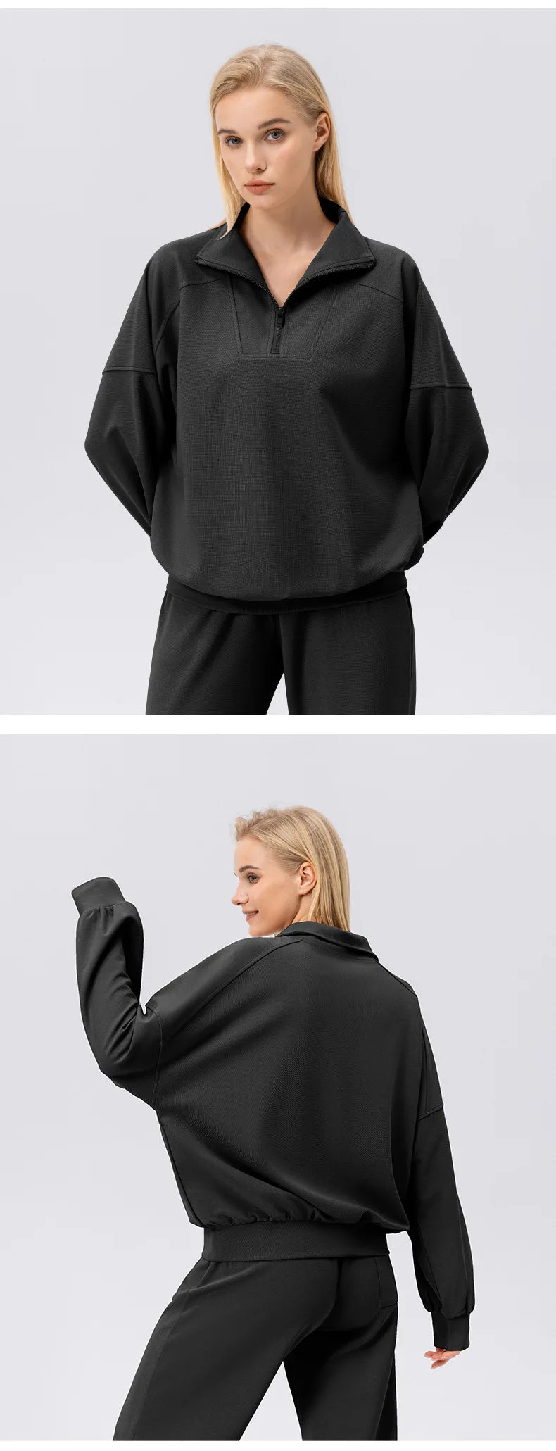 Autumn and Winter New Exercise Sweatshirt Women's Half Long-sleeve Zipper Loose Outdoor Casual Running Sportswear