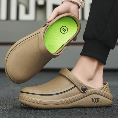 Men's Casual Clogs Shoes Waterproof and Oil-Proof Low-Top Non-Slip Chef Shoes Doctor & Nurse Work Sandals