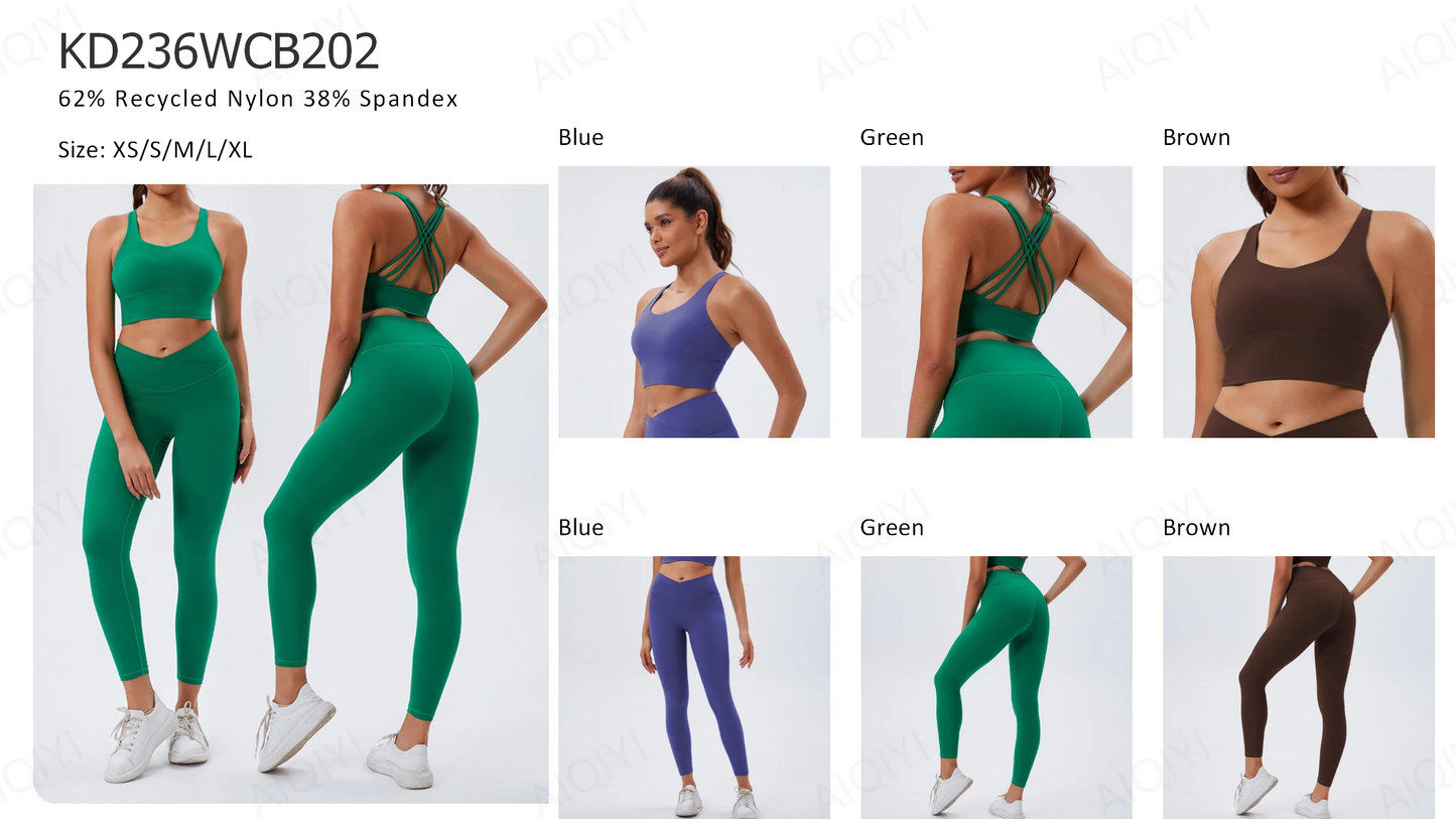 Two-Piece Double-Sided Brushed Sportswear Set Breathable Yoga Wear for Outdoor Running & Exercise Solid Pattern Fitness Apparel