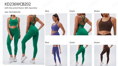 Two-Piece Double-Sided Brushed Sportswear Set Breathable Yoga Wear for Outdoor Running & Exercise Solid Pattern Fitness Apparel
