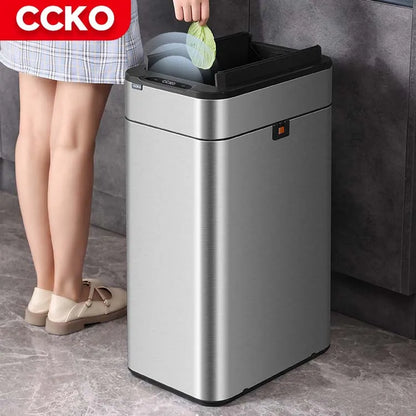 15/20 Liter Stainless Steel Electric Trash Can Smart Dustbin Kitchen Sensor Rubbish Bin Touchless Waste Bins for Office Bathroom