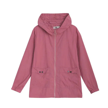 Women's Jacket 2022 New Summer Thin Coat Casual Windbreaker Female Sun Protection Jacket Basic Zipper Coat Tops 5XL