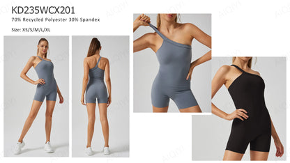 Two-Piece Double-Sided Brushed Sportswear Set Breathable Yoga Wear for Outdoor Running & Exercise Solid Pattern Fitness Apparel