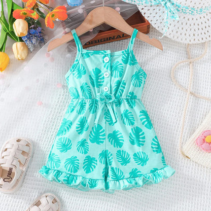 2025 New Girls' Casual Printed Pants Cute Floral Baby Pants European and American Cross-Border Made From Worsted Fabric