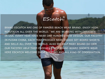 Escatch 2025 Mens Shorts Classic Quickly Dry Solid Sportswear Swim Trunks Beach Mesh Liner Surfing Traje De Baño Hombre Short