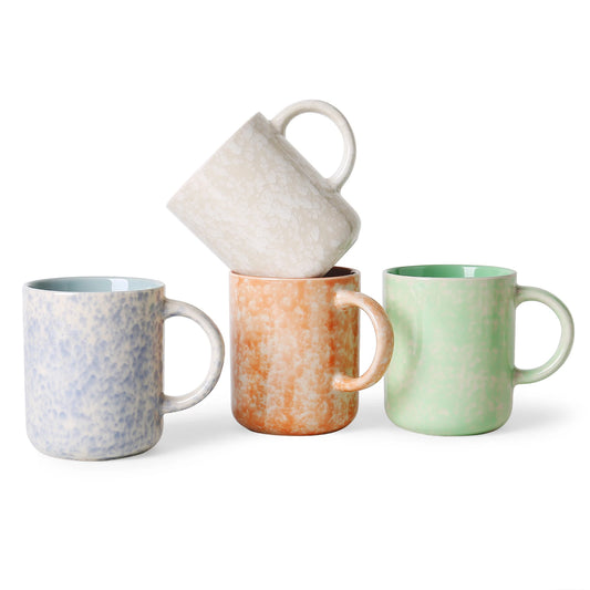 17 OZ Modern Colorful Stoneware Ceramic Coffee Mugs Set Set with Handle for Tea Latte Milk Cocoa 4 Pieces