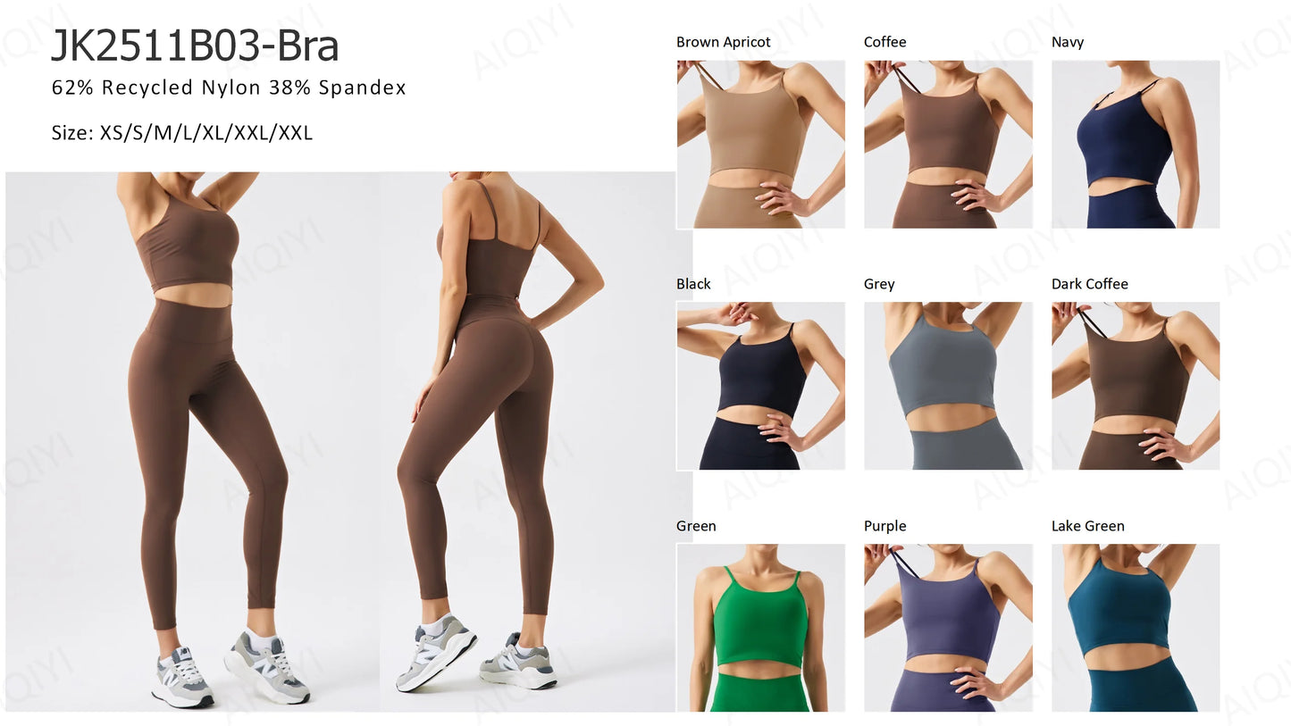 Two-Piece Double-Sided Brushed Sportswear Set Breathable Yoga Wear for Outdoor Running & Exercise Solid Pattern Fitness Apparel