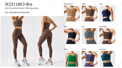 Two-Piece Double-Sided Brushed Sportswear Set Breathable Yoga Wear for Outdoor Running & Exercise Solid Pattern Fitness Apparel