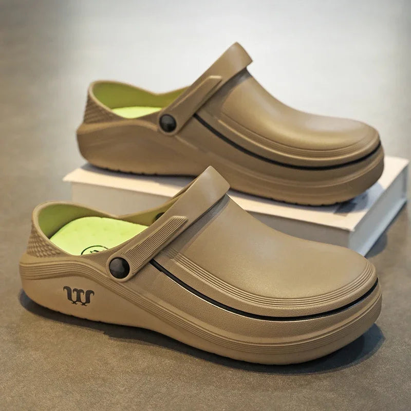 Men's Casual Clogs Shoes Waterproof and Oil-Proof Low-Top Non-Slip Chef Shoes Doctor & Nurse Work Sandals